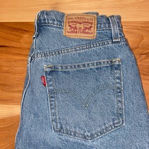 Levi Strauss High-Waisted Distressed Denim Skirt